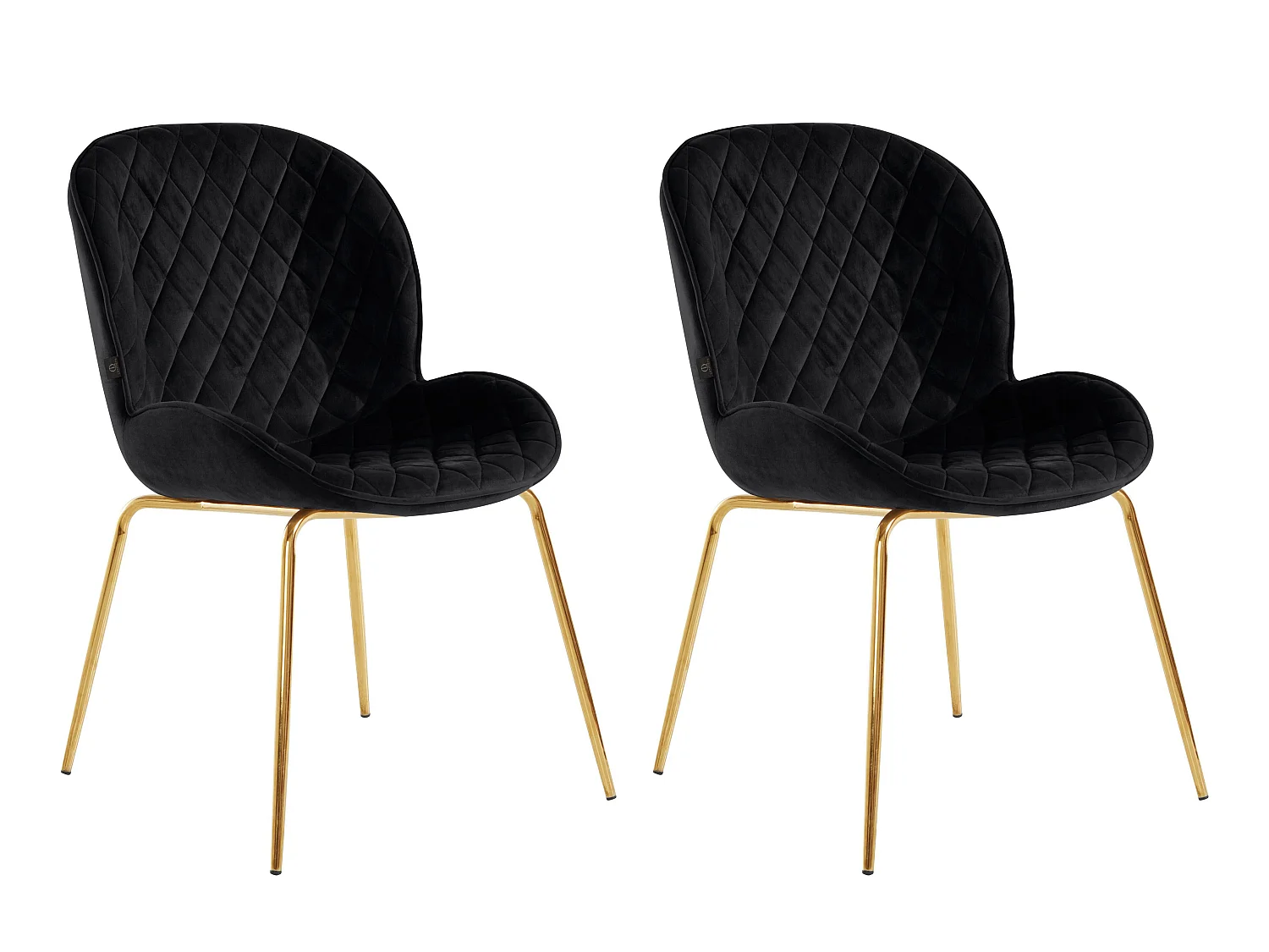 Mia | Lot de 2 chaises de salle à manger rembourrées en velours noir