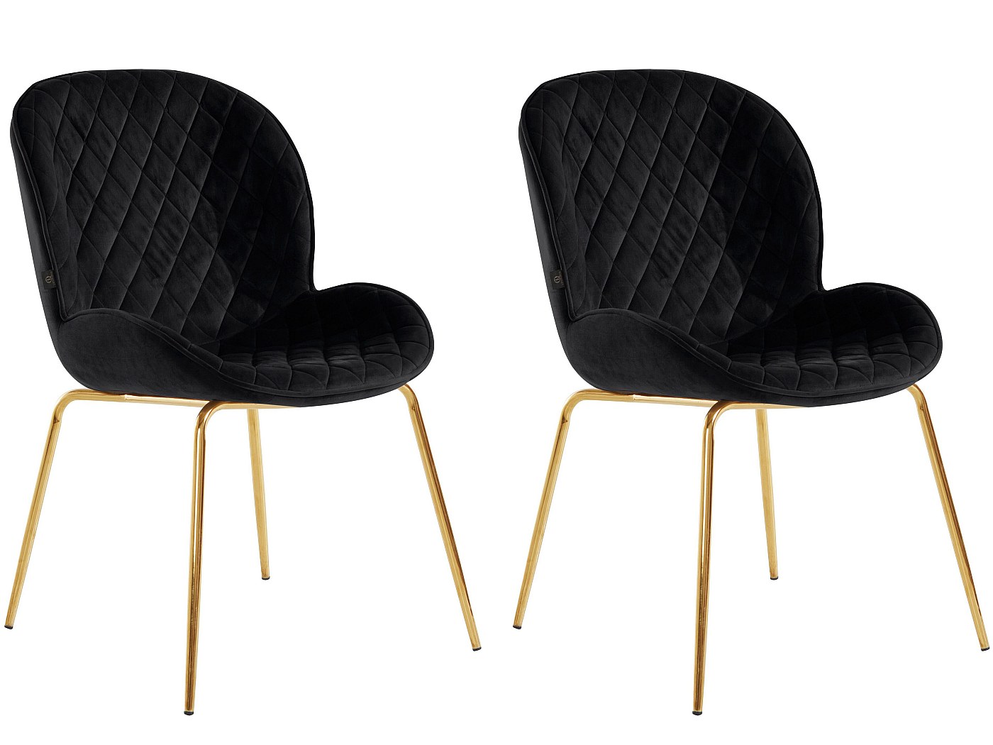 CLIPOP Set Di 2 Sedie Da Pranzo In Velluto Con Braccioli E Schienale Ergonomico, Gambe In Metallo, Design A Rombi, Colore Nero, Portata 150 Kg