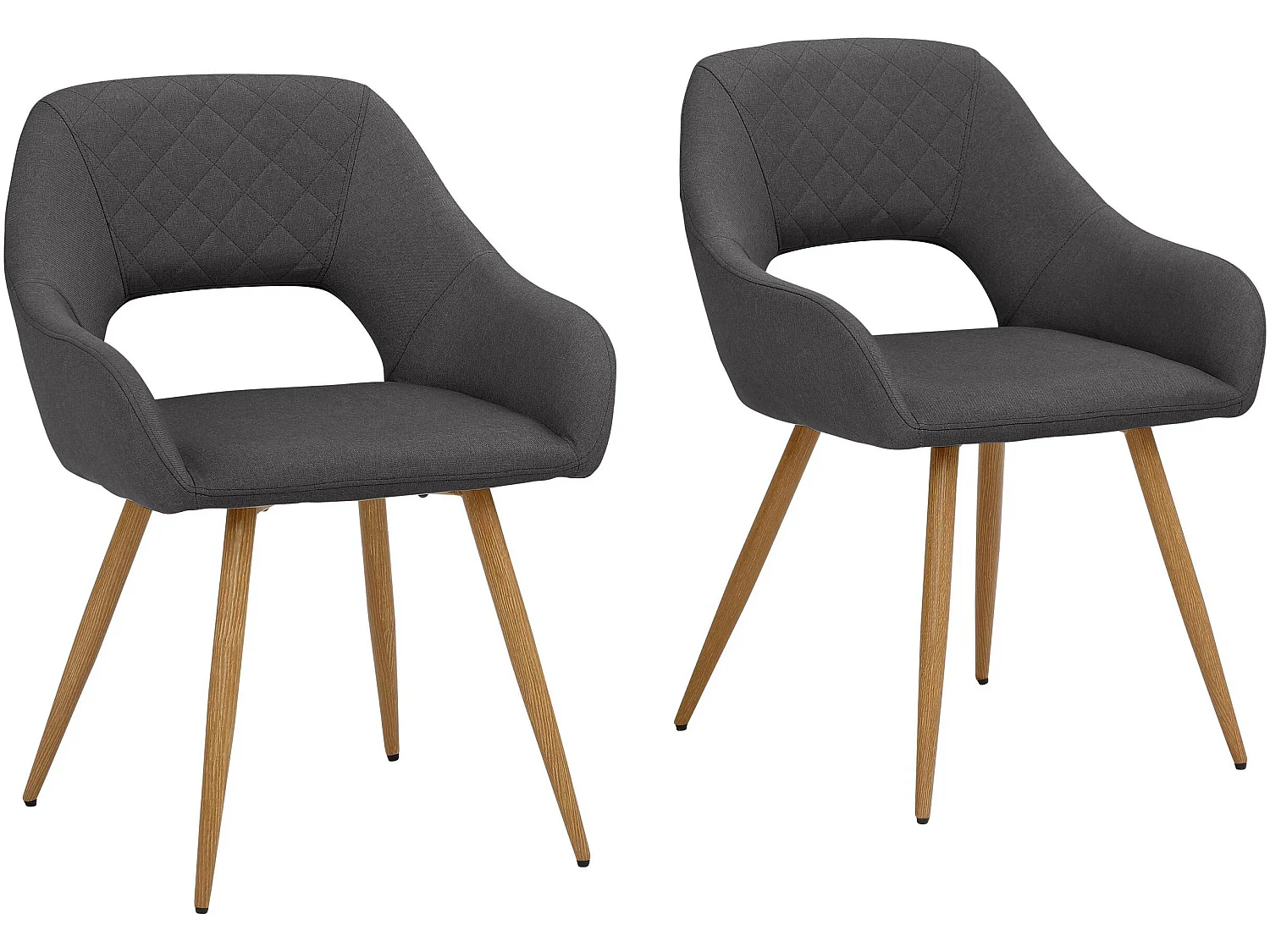 Juego de 2 sillas de comedor tapizadas en tejido antracita