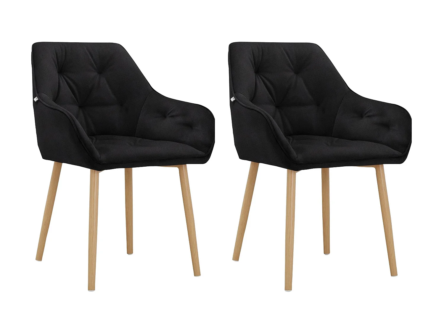 Betty | Lot de 2 chaises de salle à manger rembourrées en velours noir