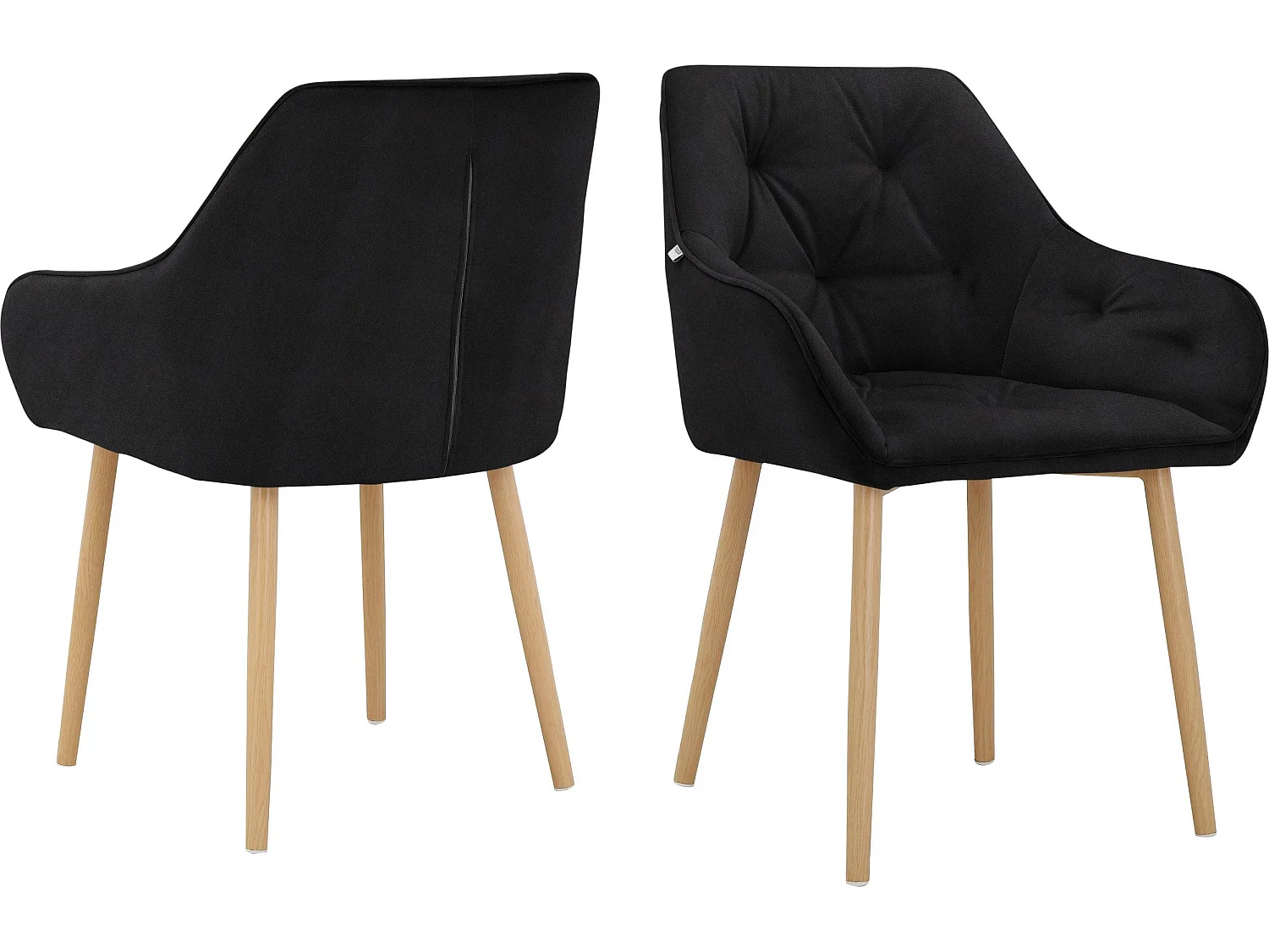 Betty | Lot de 2 chaises de salle à manger rembourrées en velours noir