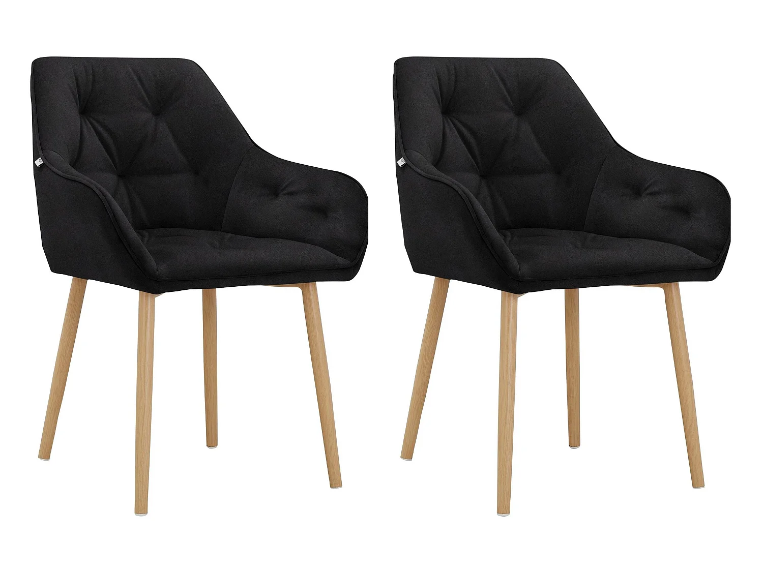 Betty | Lot de 2 chaises de salle à manger rembourrées en velours noir