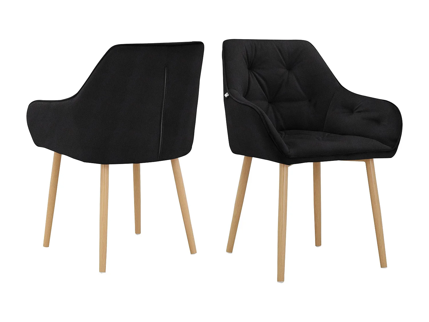 Gepolsterte Esszimmerstühle im 2er-Set aus Samt, schwarz