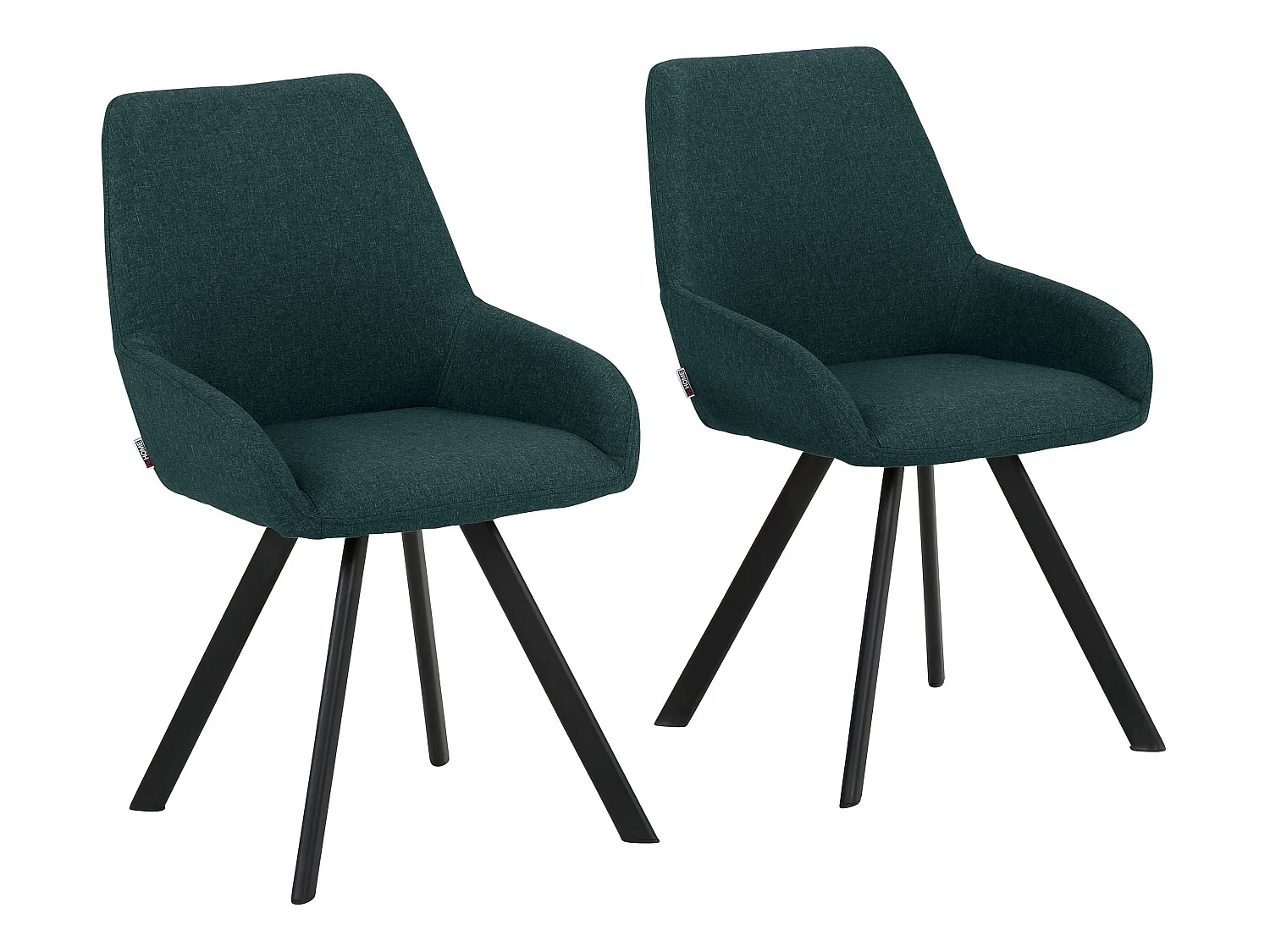 Sandra | Lot de 2 chaises de salle à manger rembourrées en tissu vert foncé