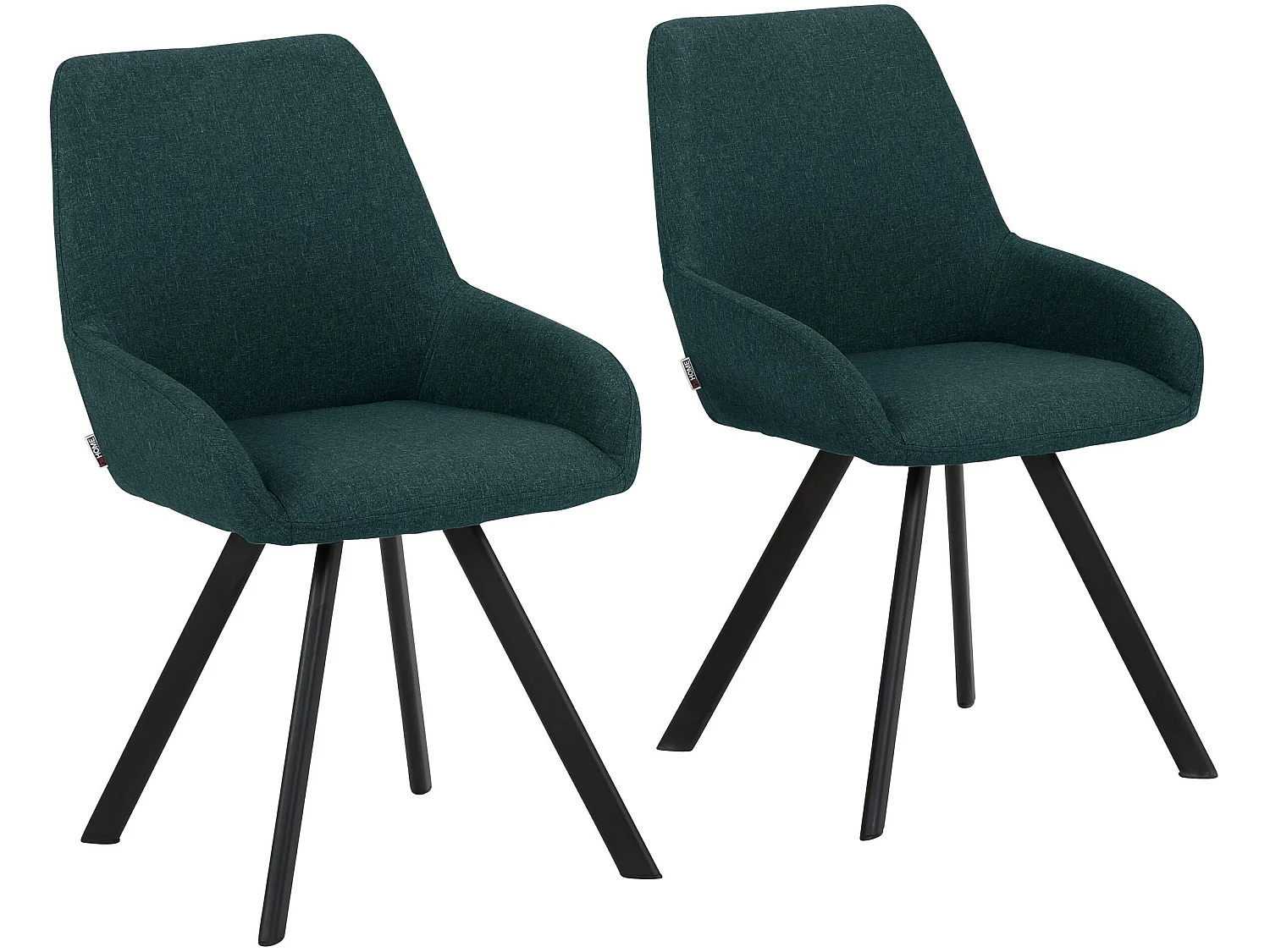Sandra | Lot de 2 chaises de salle à manger rembourrées en tissu vert foncé