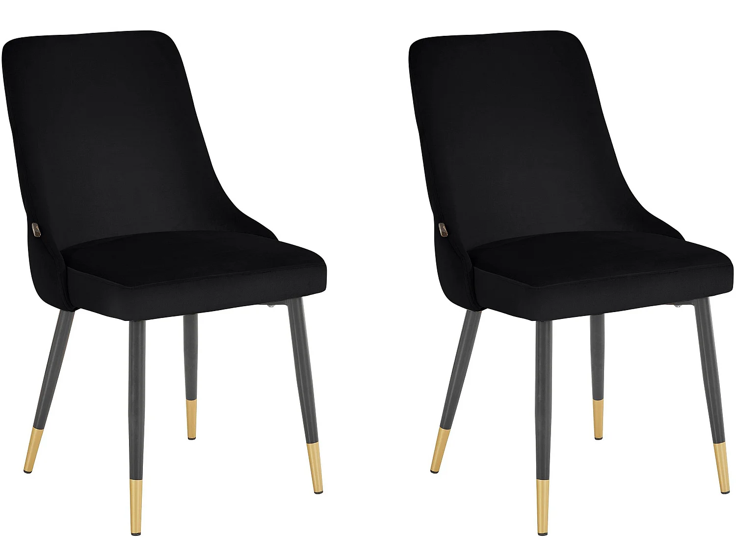 Juego de 2 sillas de comedor tapizadas en terciopelo negro