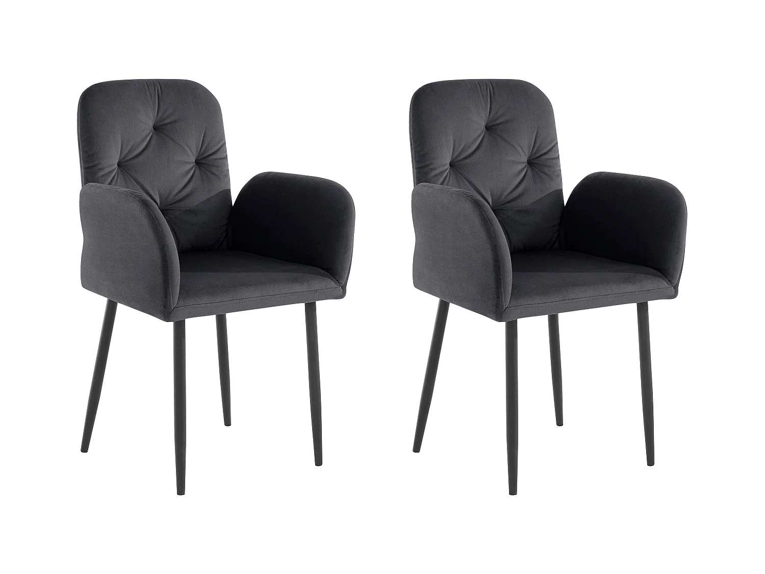 Mila | Lot de 2 chaises de salle à manger rembourrées en velours gris