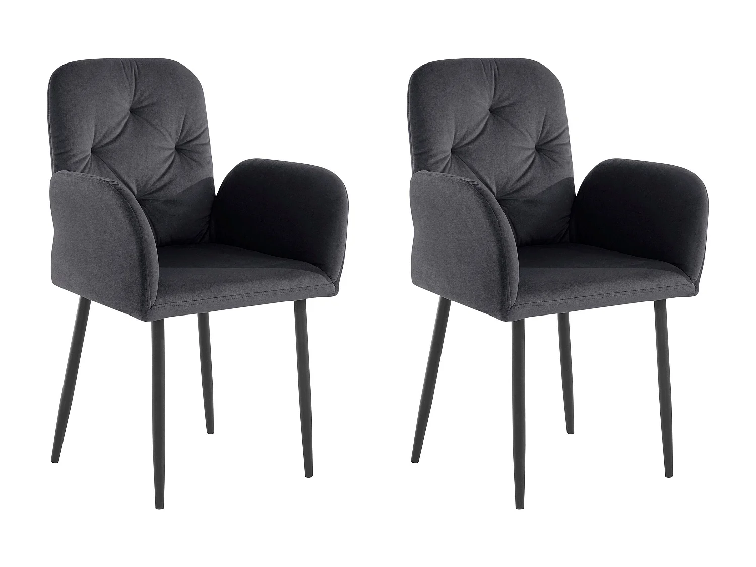 Mila | Lot de 2 chaises de salle à manger rembourrées en velours gris