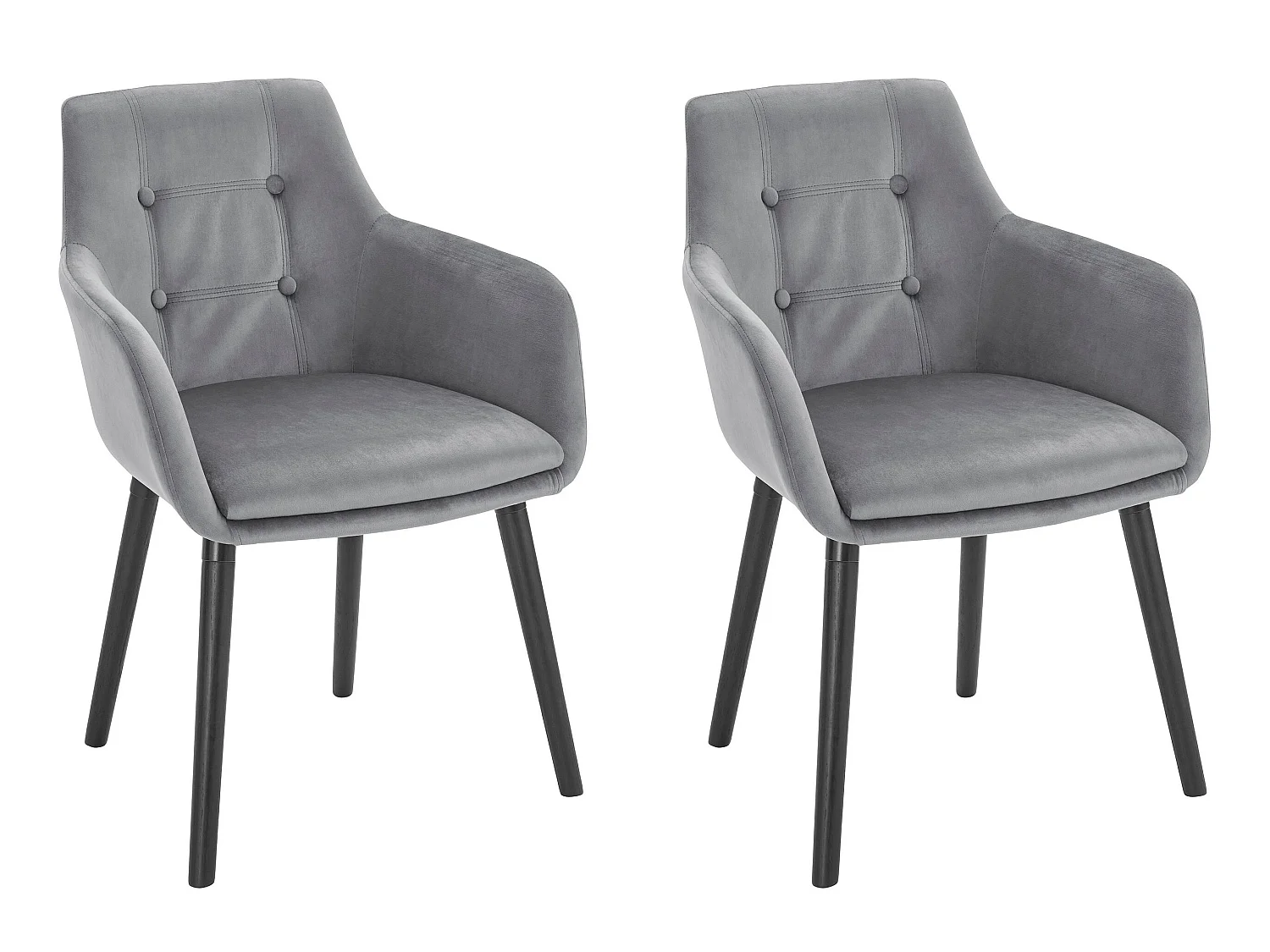 Bradford | Lot de 2 chaises de salle à manger rembourrées en velours gris