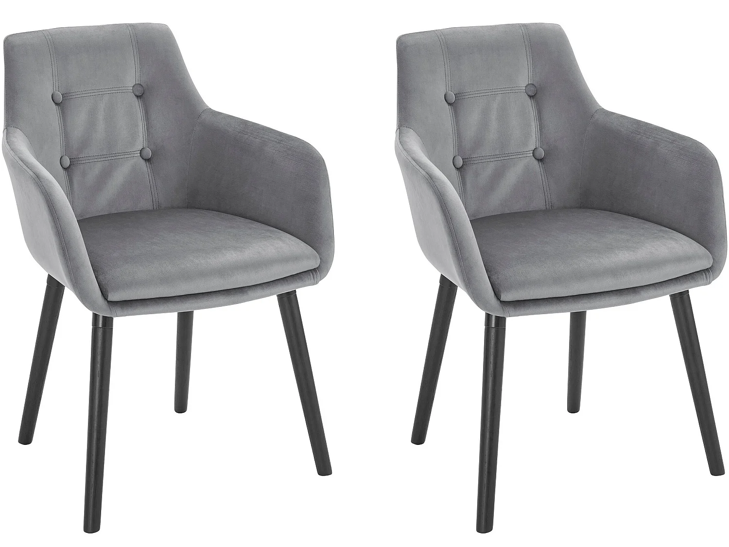 Bradford | Lot de 2 chaises de salle à manger rembourrées en velours gris