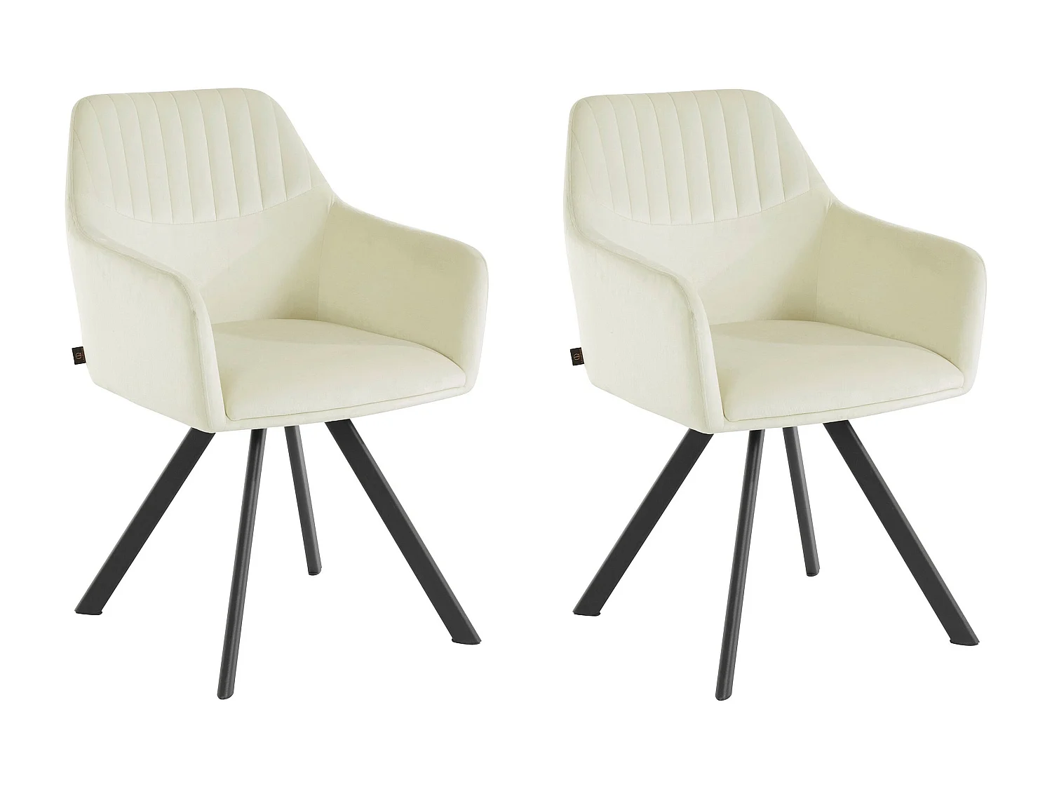 Bella | Lot de 2 chaises de salle à manger rembourrées en velours blanc crème