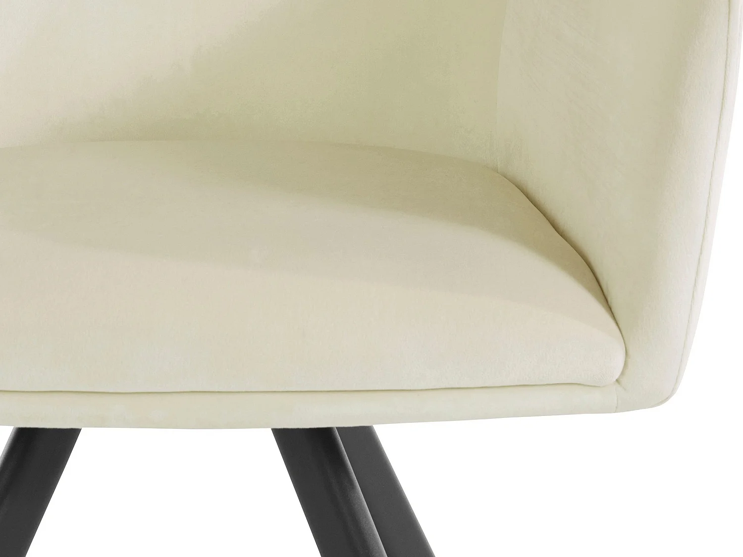 Bella | Lot de 2 chaises de salle à manger rembourrées en velours blanc crème