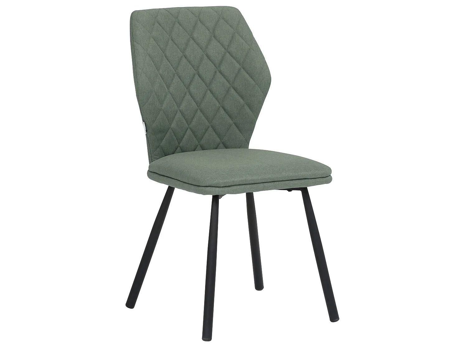 Set di 2 sedie da pranzo imbottite in tessuto intrecciato verde scuro