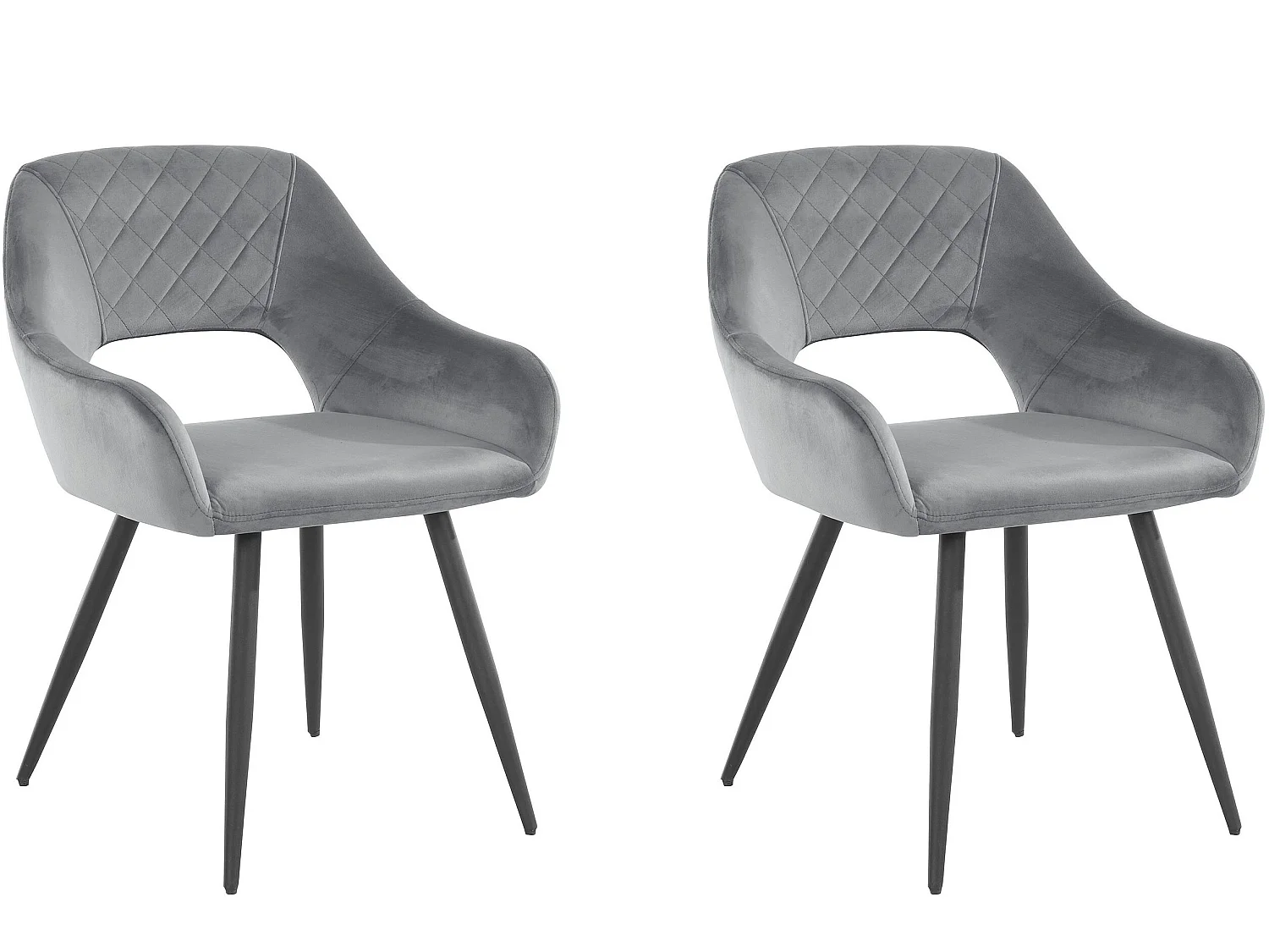 Fleur 1 | Lot de 2 chaises de salle à manger rembourrées en velours gris