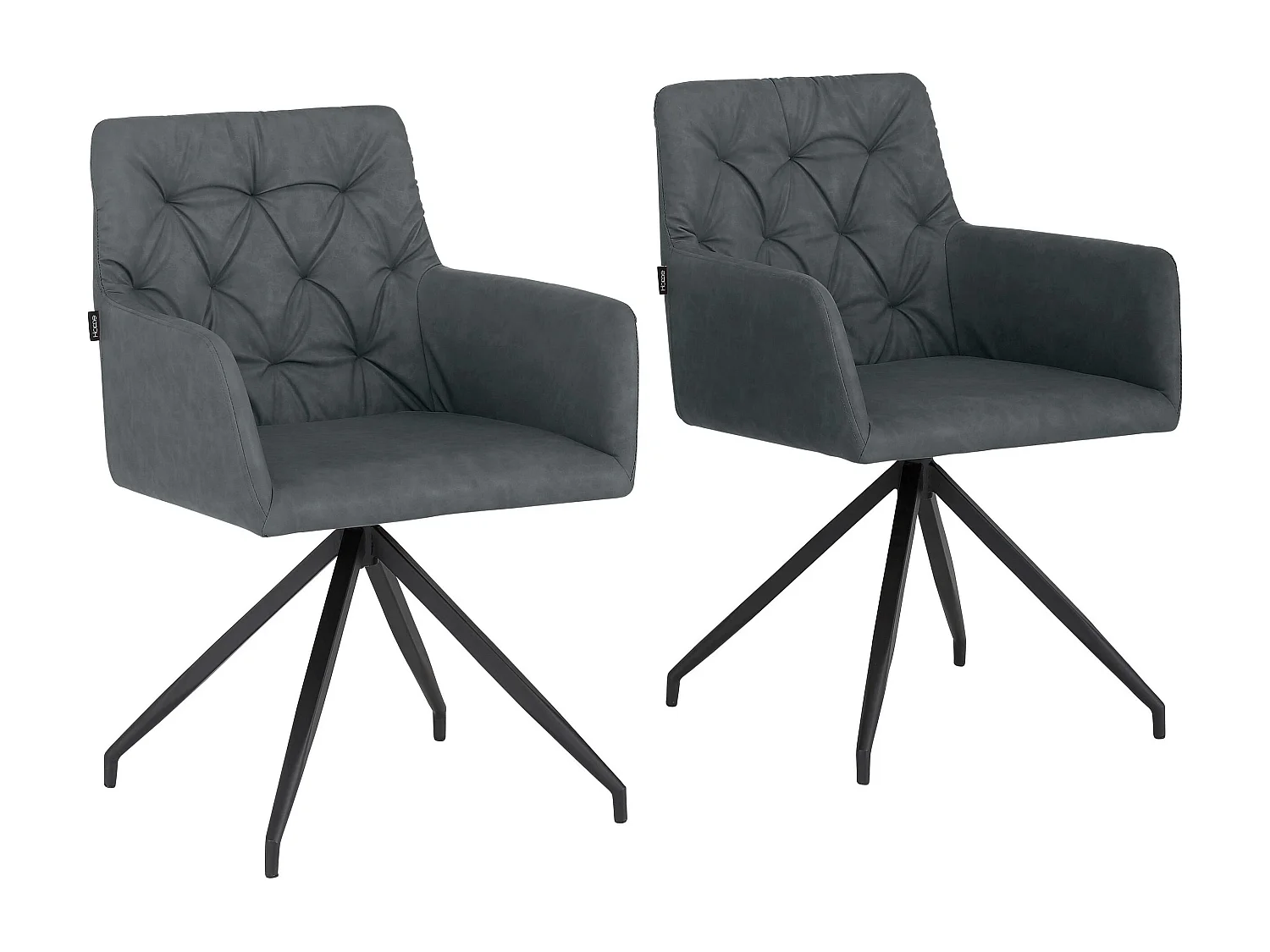 Ashley | Lot de 2 chaises de salle à manger rembourrées en PU anthracite