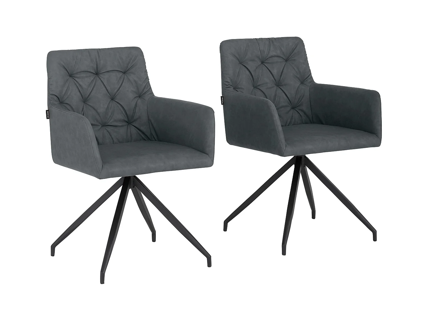 Ashley | Lot de 2 chaises de salle à manger rembourrées en PU anthracite