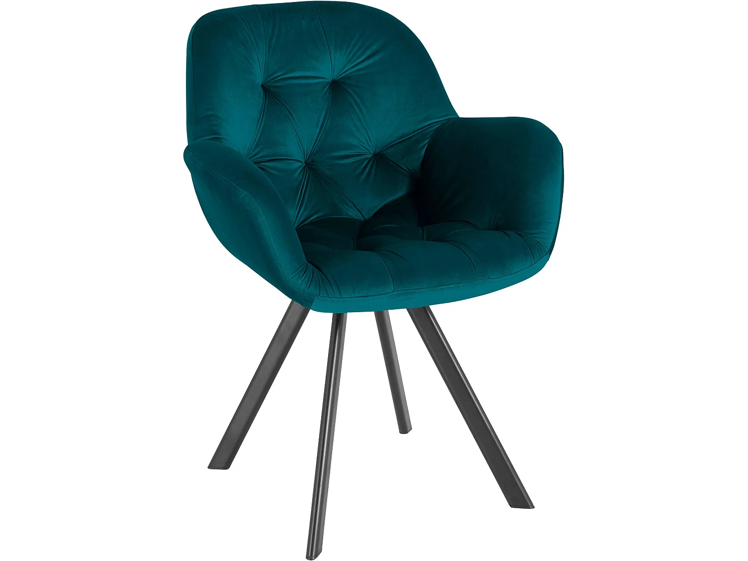 Elli | Sedie da pranzo imbottite Set di 2 in velluto petrolio