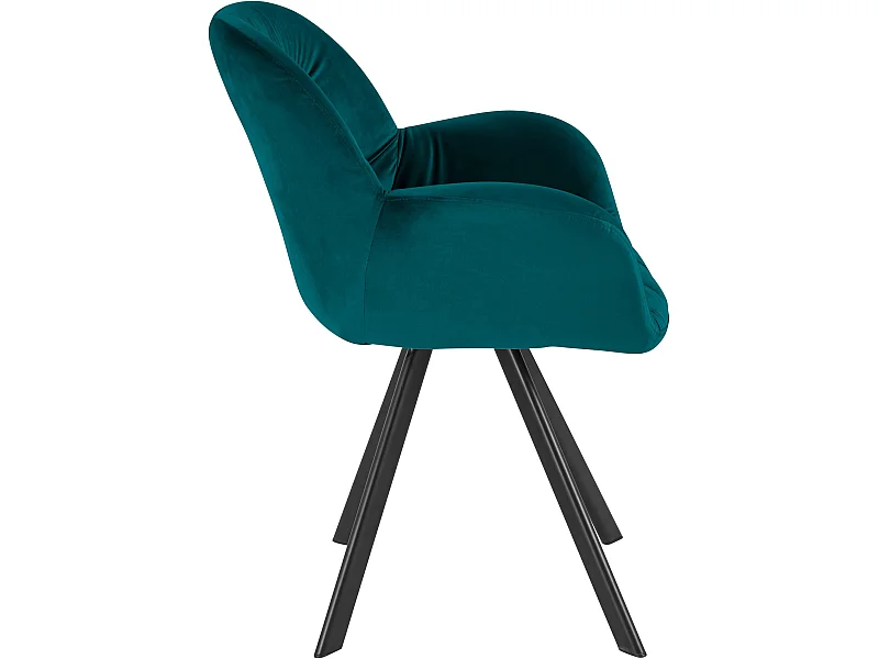 Elli | Sedie da pranzo imbottite Set di 2 in velluto petrolio