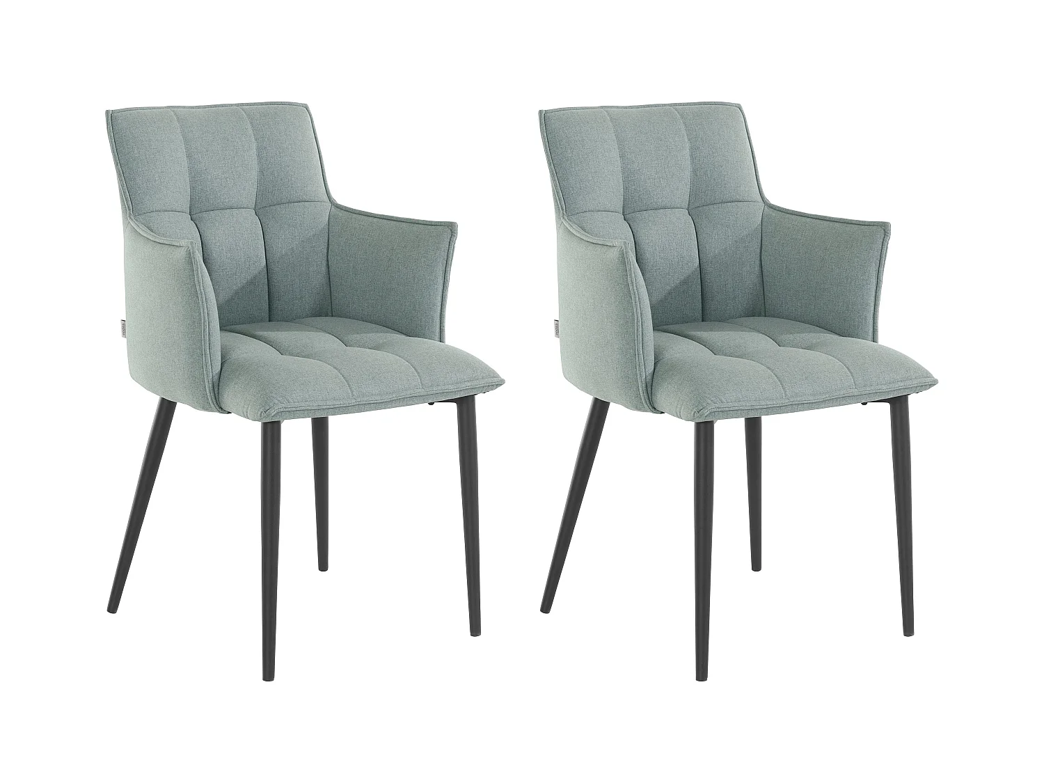 Marcia | Lot de 2 chaises de salle à manger rembourrées en tissu vert menthe