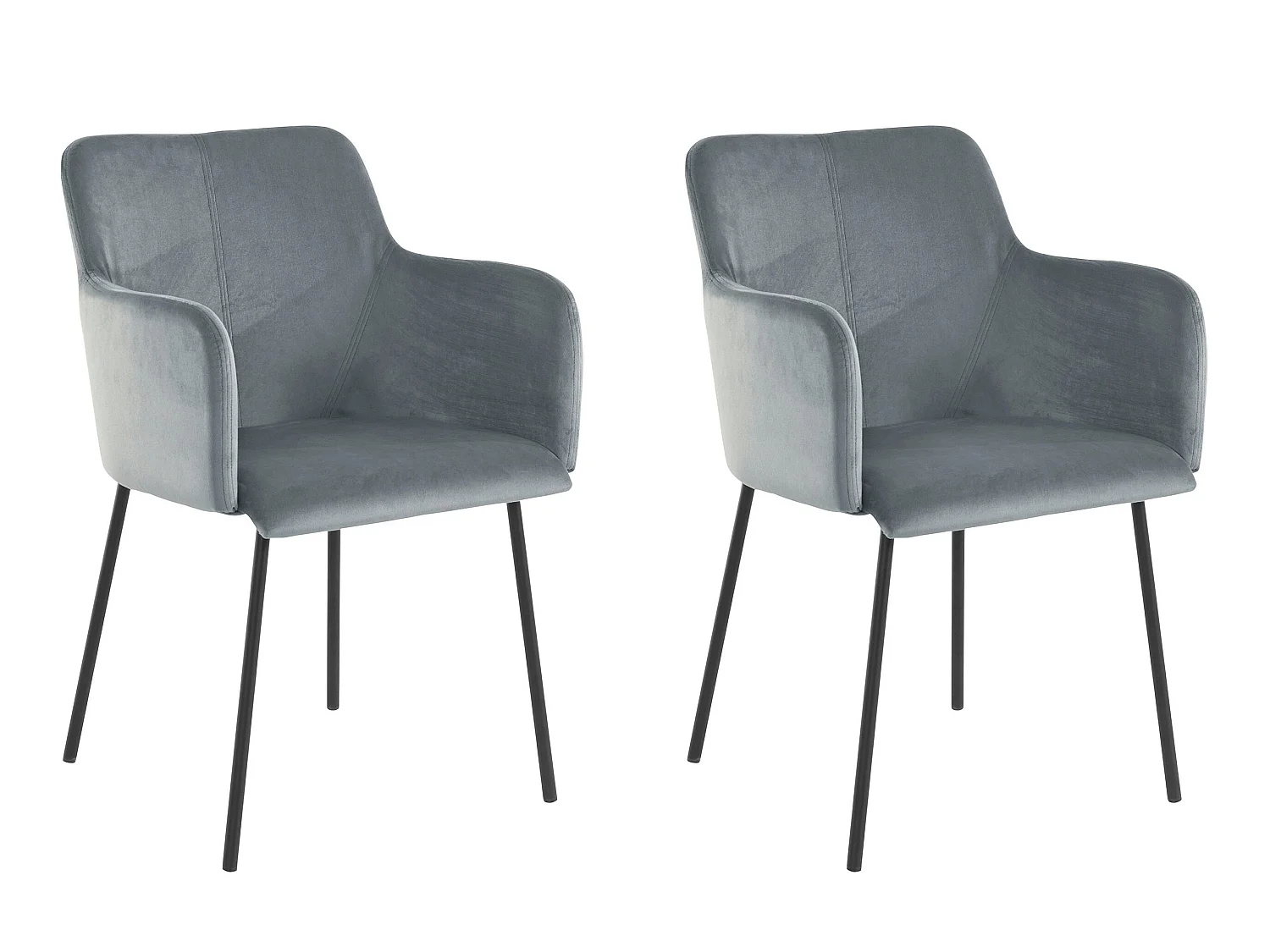 Jolie | Lot de 2 chaises de salle à manger rembourrées en velours gris clair