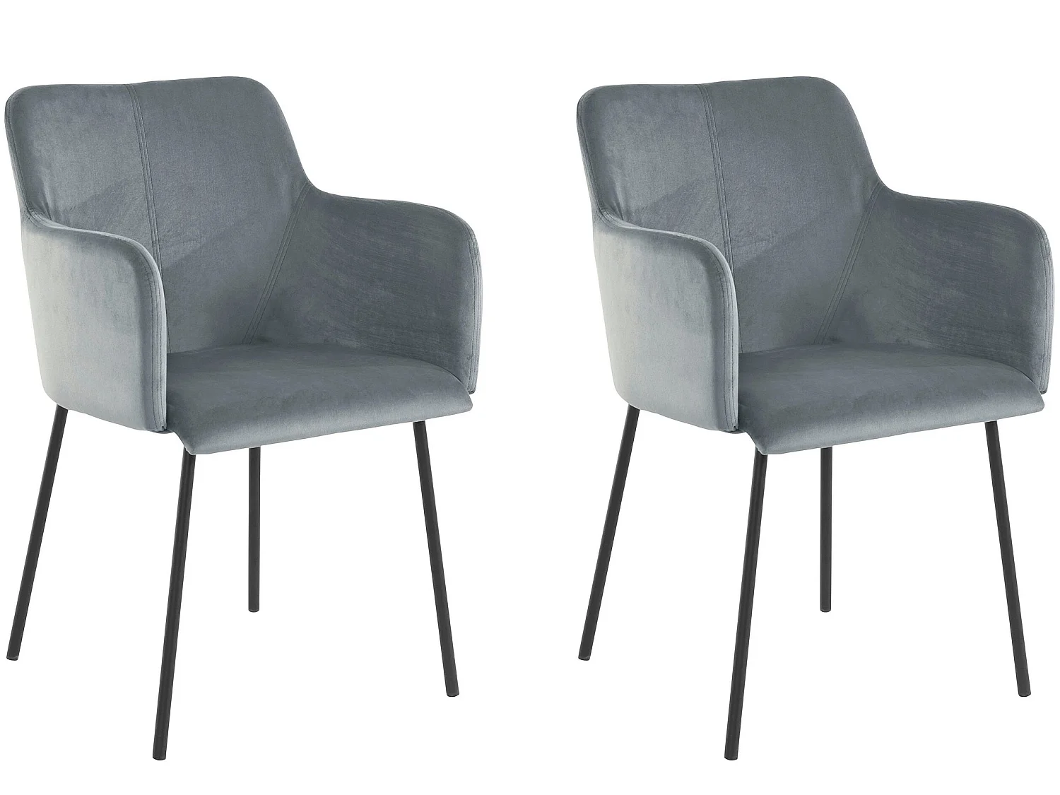 Jolie | Lot de 2 chaises de salle à manger rembourrées en velours gris clair