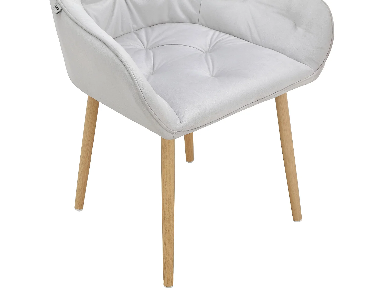 Silla de comedor tapizada en terciopelo gris y plata