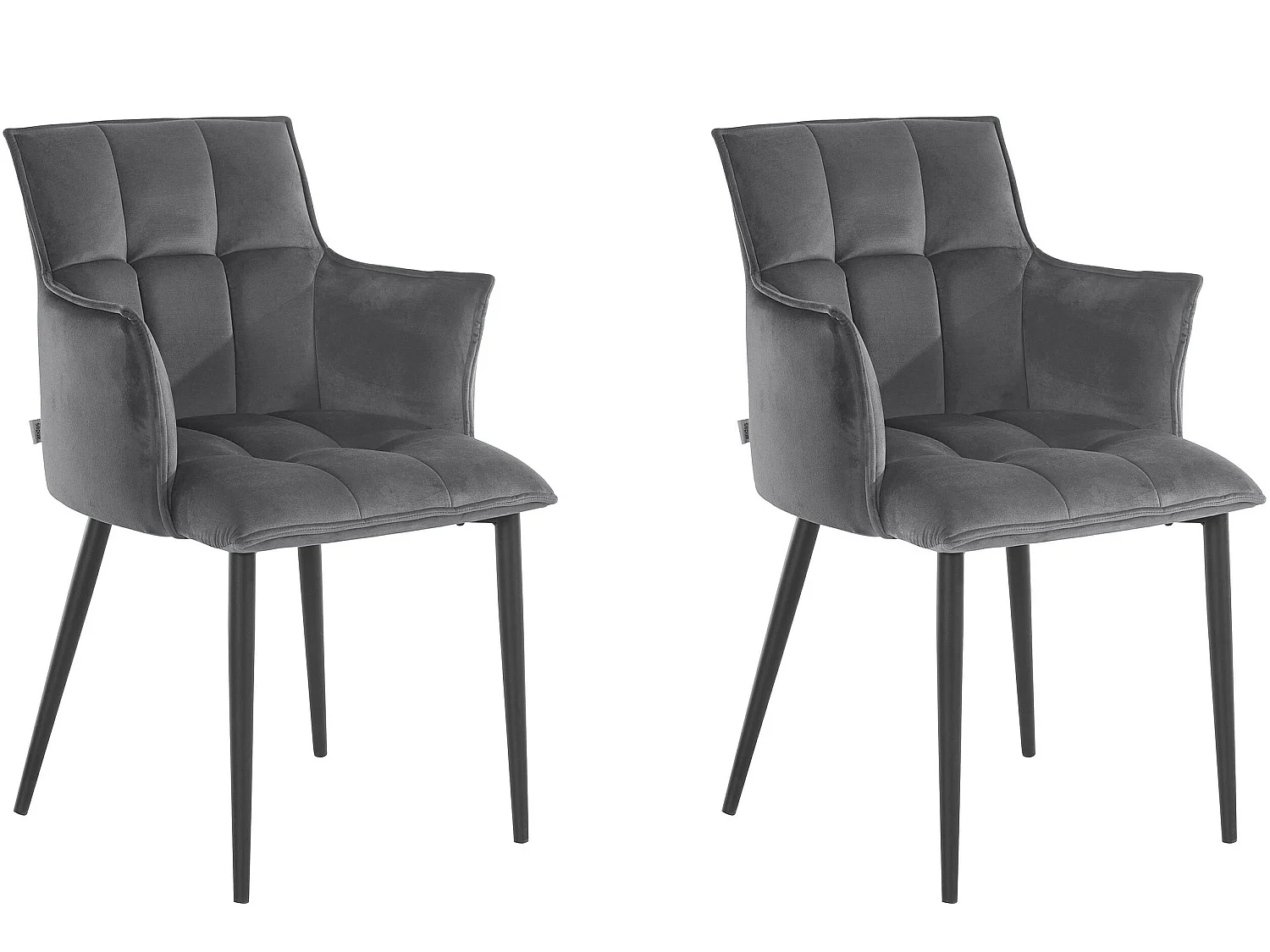 Marcia | Lot de 2 chaises de salle à manger rembourrées en velours gris