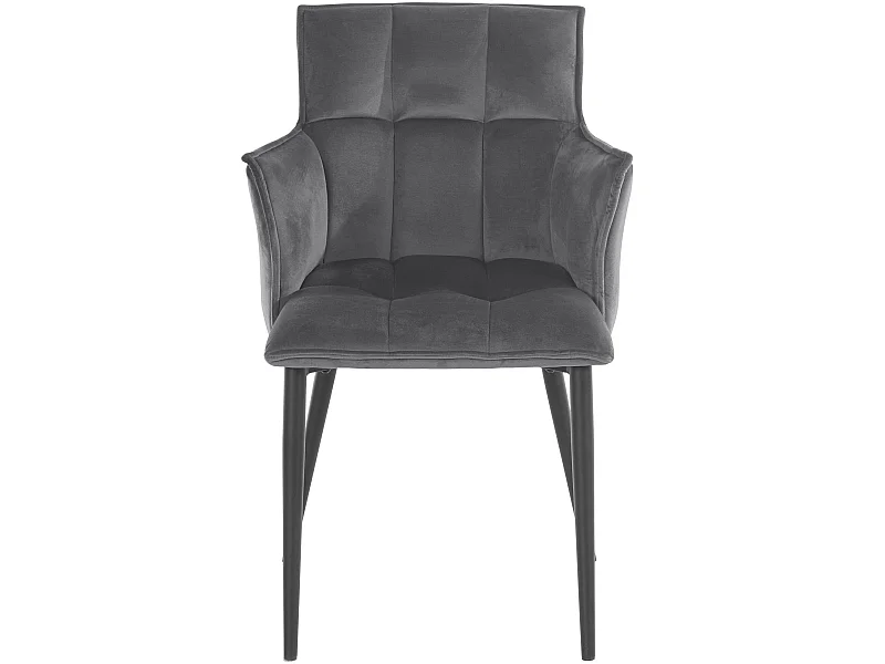 Marcia | Lot de 2 chaises de salle à manger rembourrées en velours gris