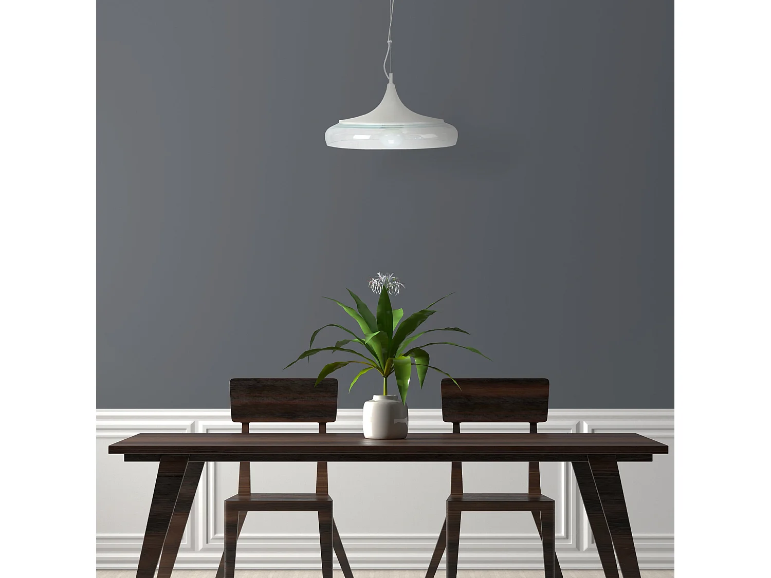 Suspensão TOSEL  DIVINITY vidro cúpula ouro Branco D41 x  H90  cm