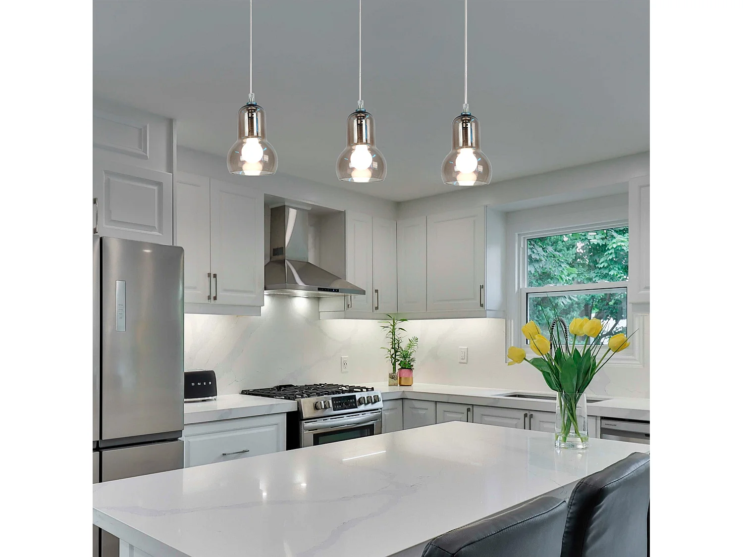 Suspensão TOSEL  VIANNE metal geométrico marfim D18 x  H75  cm