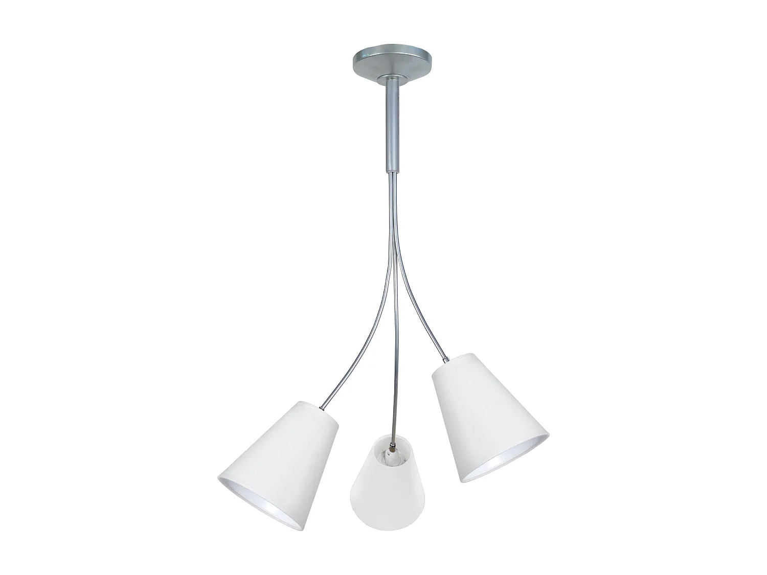 Lustre 3 bras métal aluminium bat-jour blanc 75 cm.