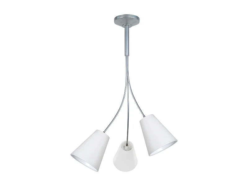 Lustre 3 bras métal aluminium bat-jour blanc 75 cm.