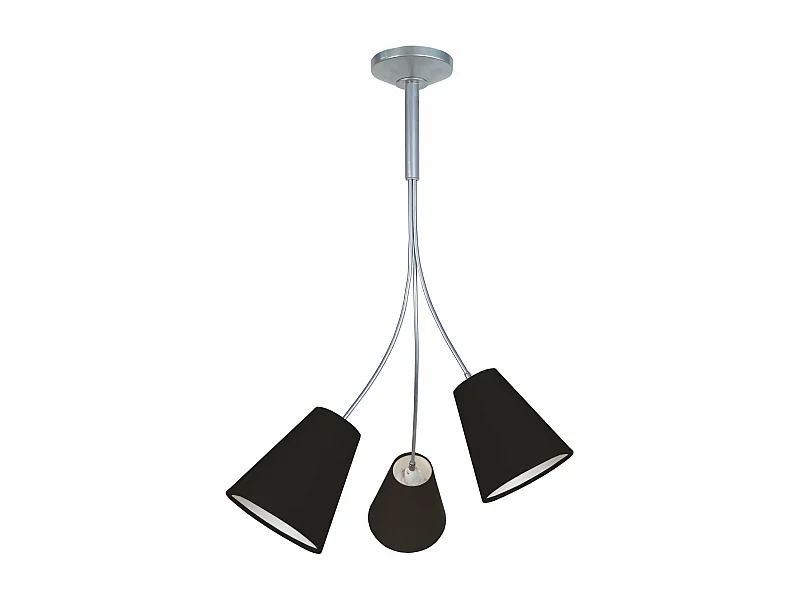 Lustre 3 bras métal aluminium bat-jour noir 75 cm.