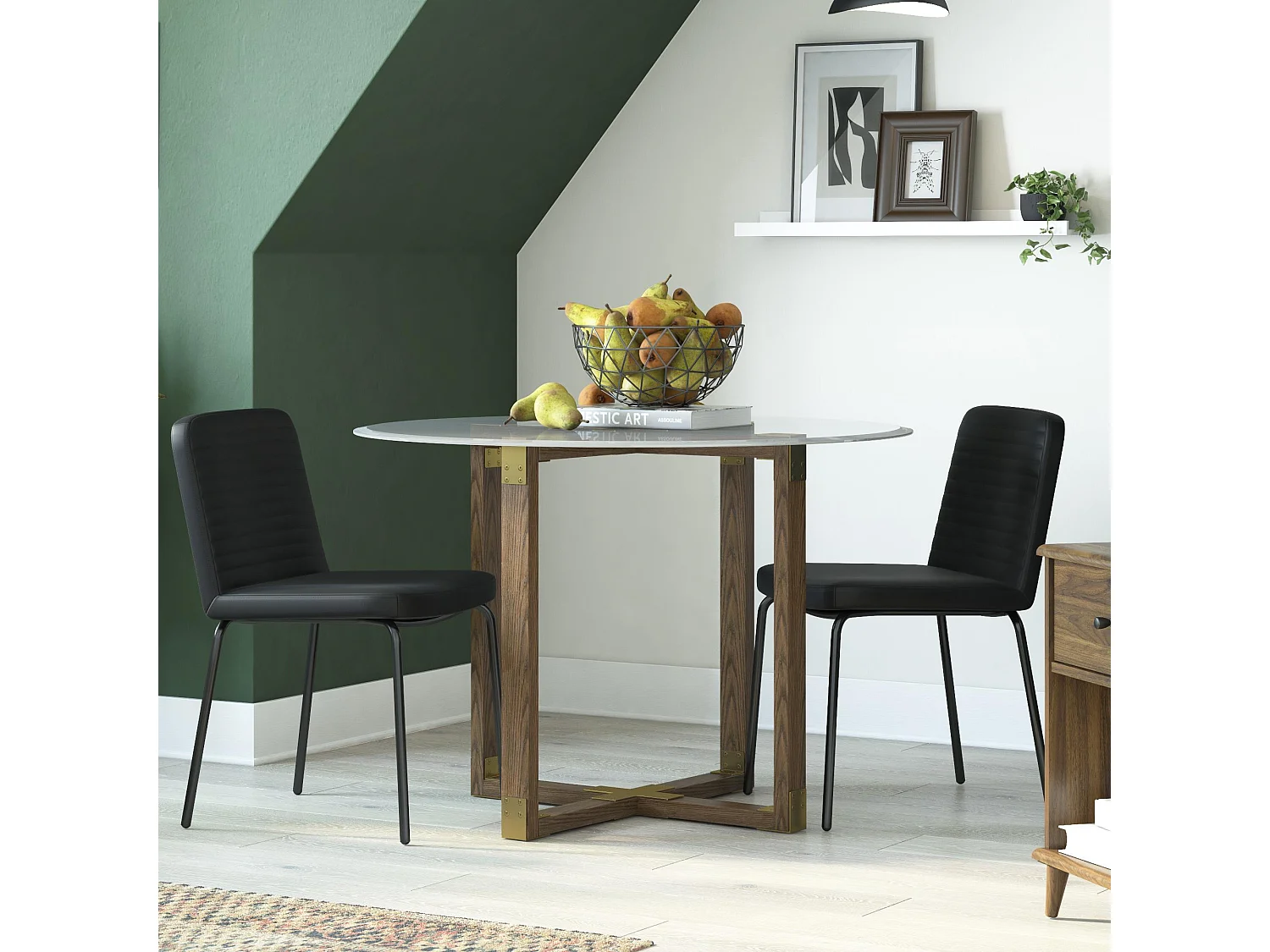 Esszimmerstühle im 2er-Set aus Kunstleder, schwarz