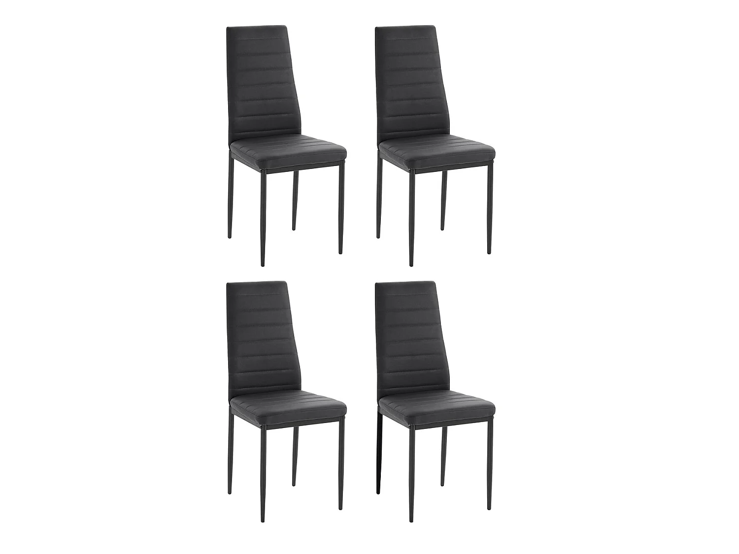 Sandy | Lot de 4 chaises de salle à manger rembourrées en PU noir