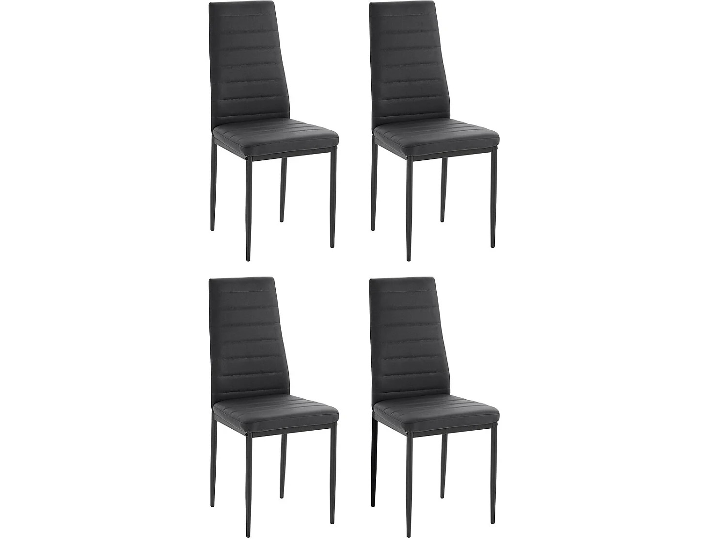Sandy | Lot de 4 chaises de salle à manger rembourrées en PU noir