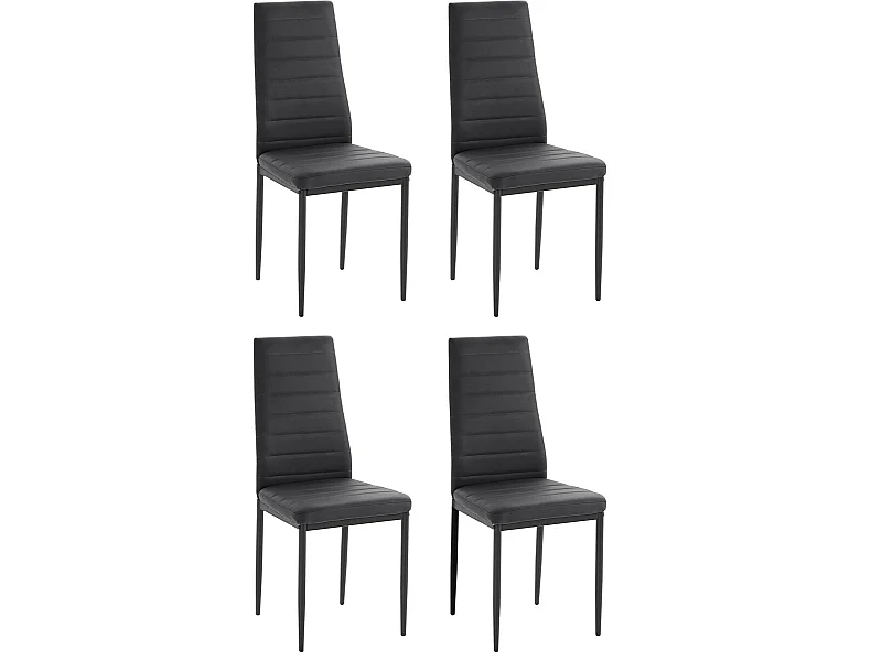 Sandy | Lot de 4 chaises de salle à manger rembourrées en PU noir