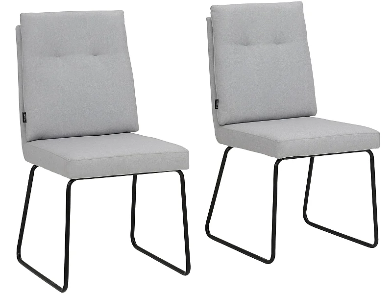 Irene | Lot de 2 chaises de salle à manger rembourrées en tissu gris clair