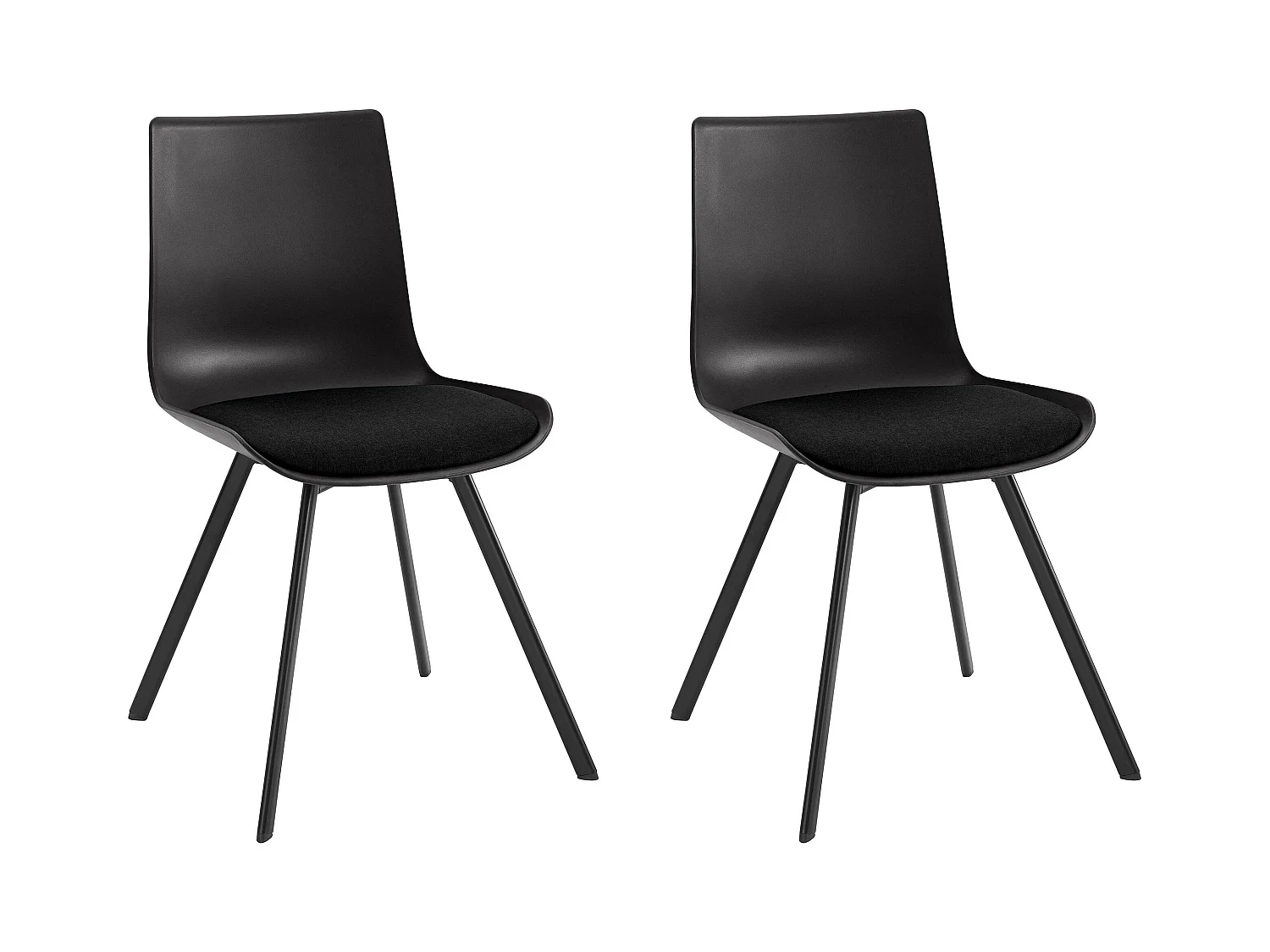 Lucky | Lot de 2 chaises de salle à manger en plastique noir