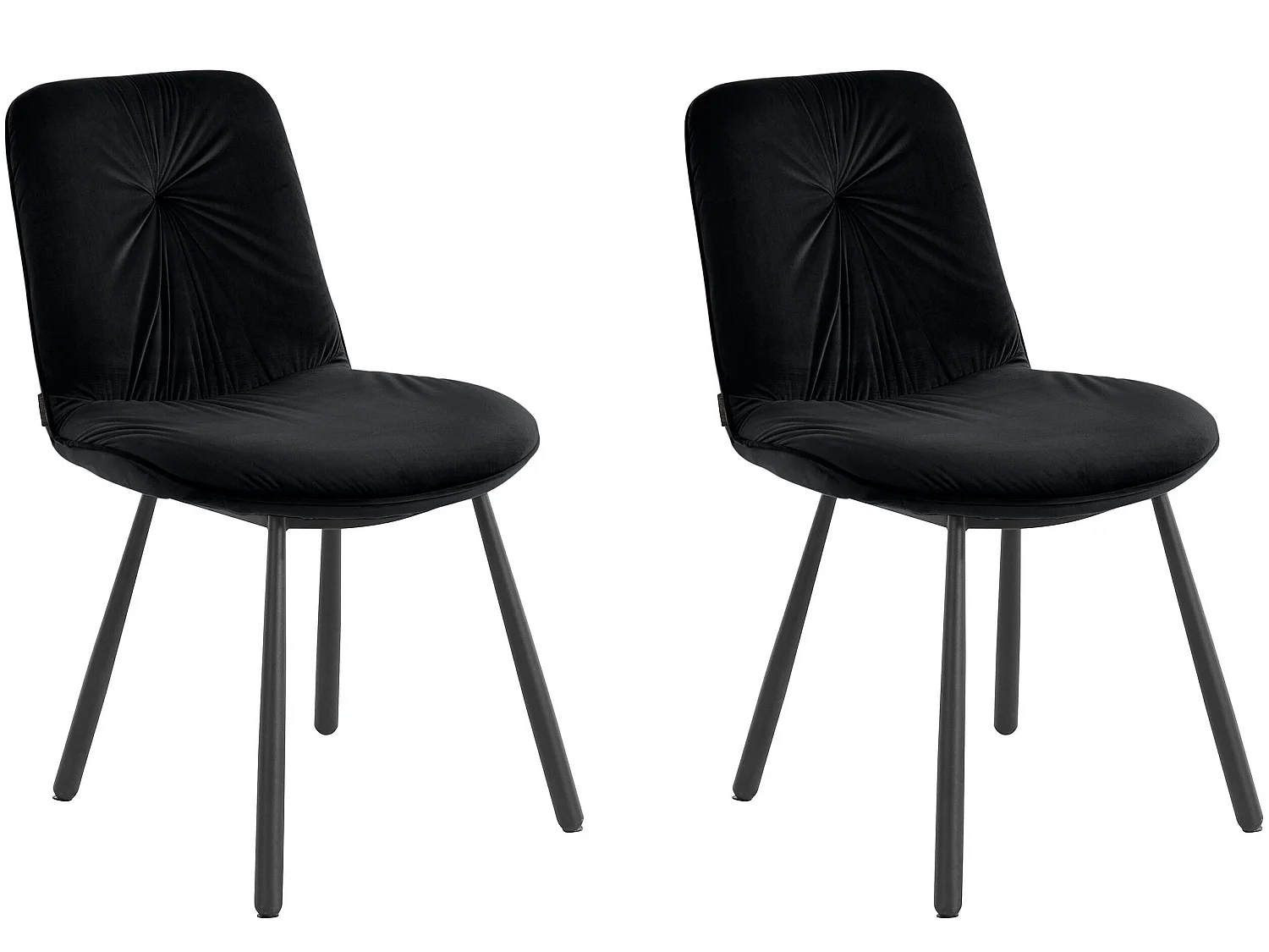 Juego de 2 sillas de comedor tapizadas en terciopelo negro