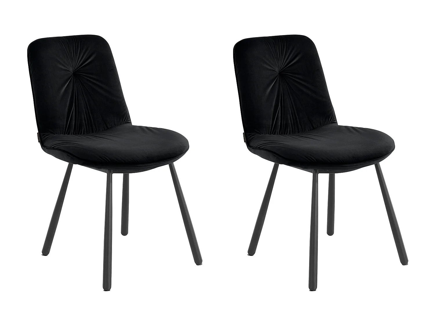 Gepolsterte Esszimmerstühle im 2er-Set aus Samt, schwarz