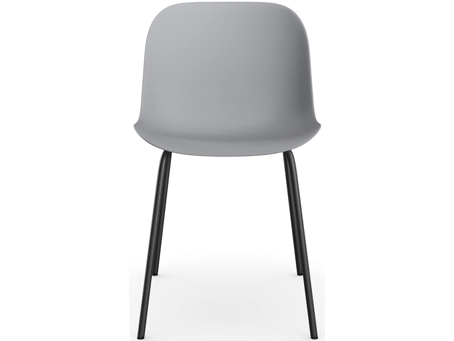 Set di 2 sedie da pranzo in plastica grigia con gambe in metallo nero