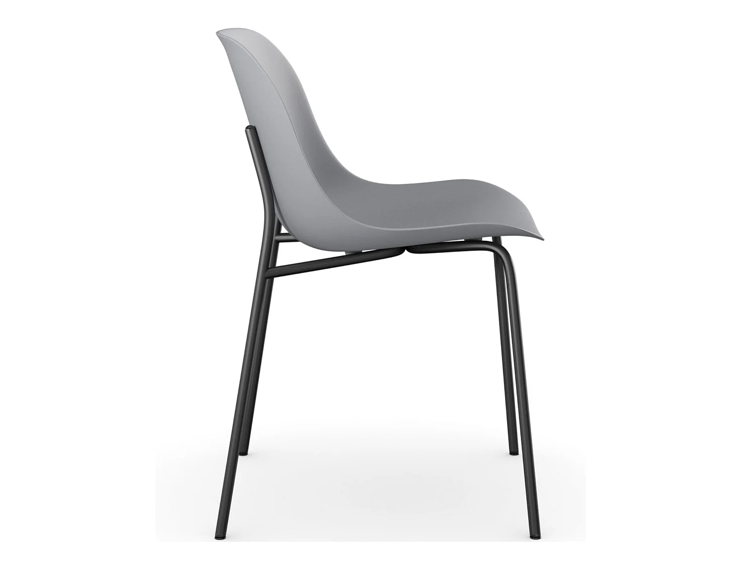 Set di 2 sedie da pranzo in plastica grigia con gambe in metallo nero