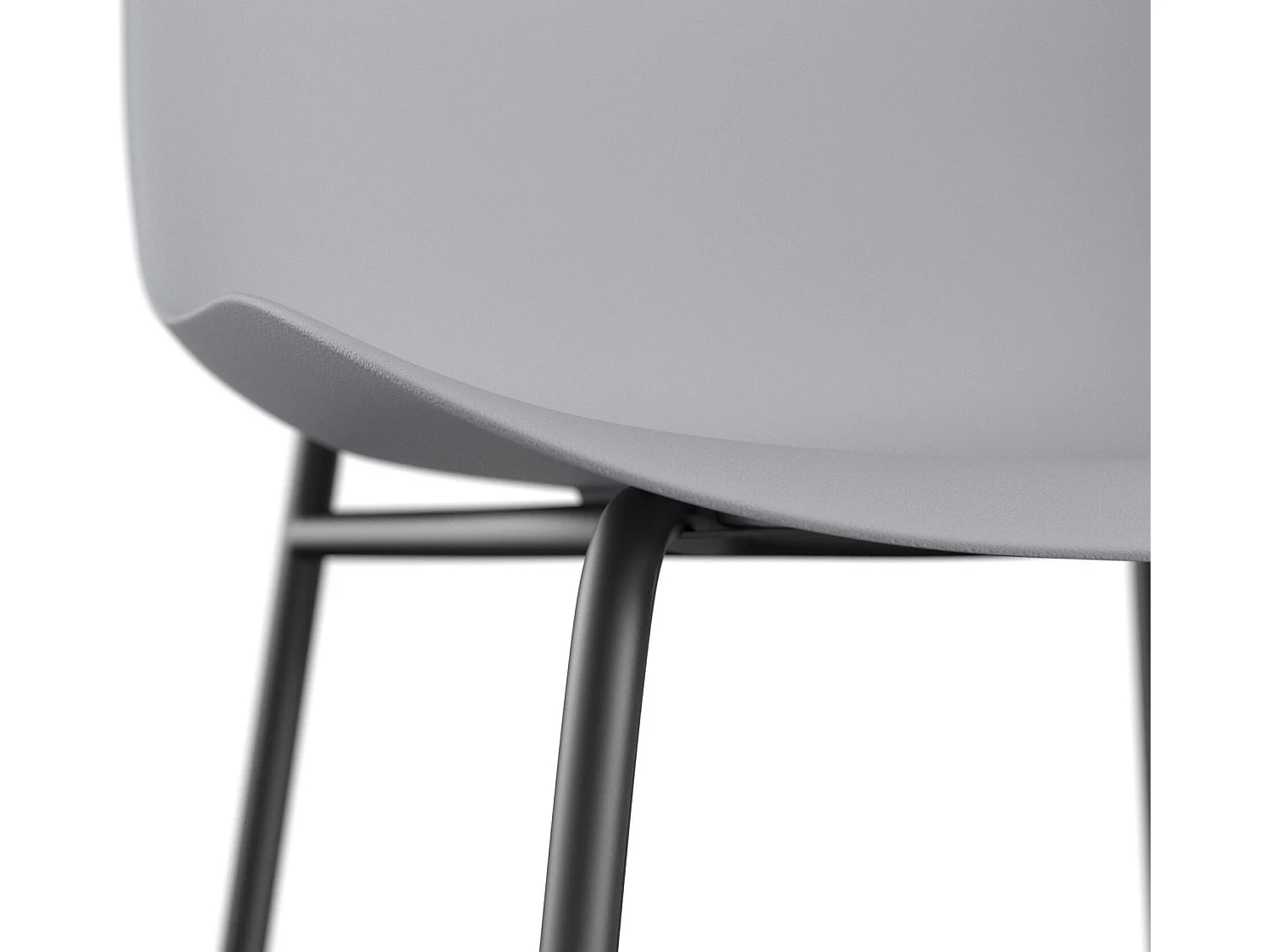 Set di 2 sedie da pranzo in plastica grigia con gambe in metallo nero