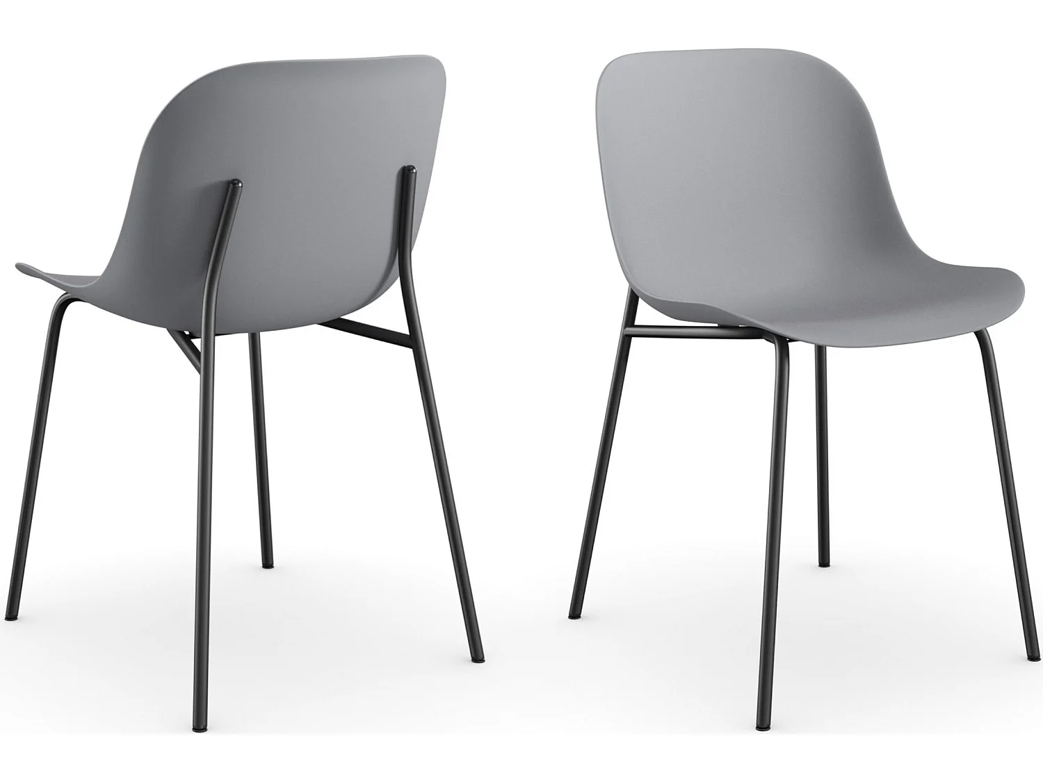 Ocean | Lot de 2 chaises de salle à manger en plastique avec pieds en métal