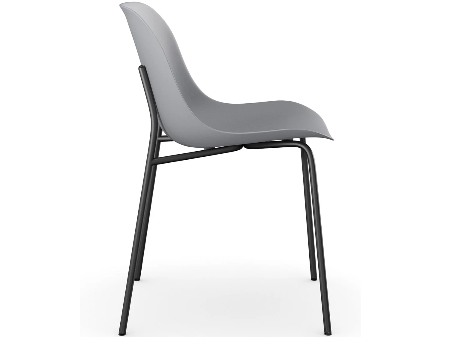 Ocean | Lot de 2 chaises de salle à manger en plastique avec pieds en métal