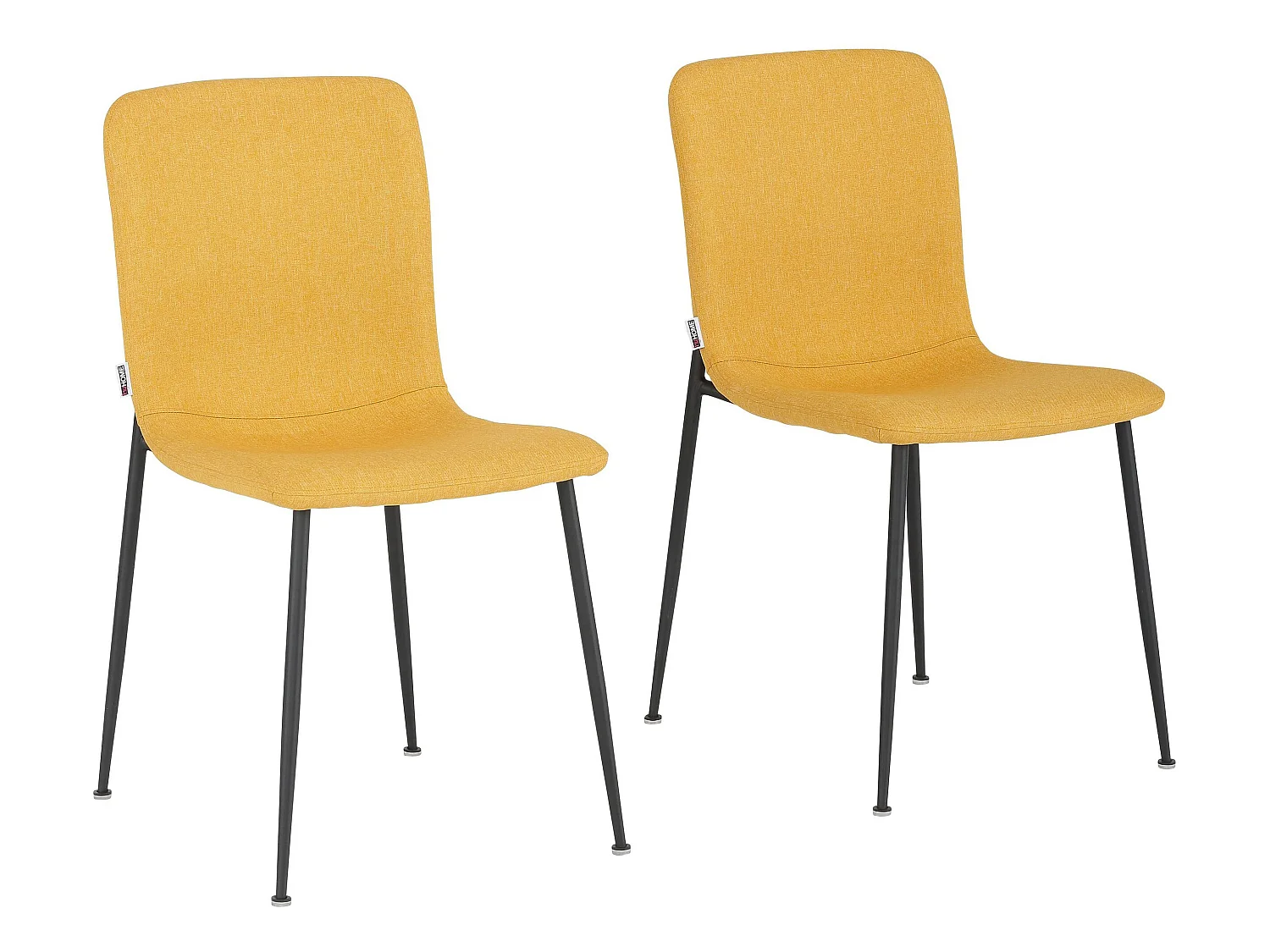 Faye | Lot de 2 chaises de salle à manger rembourrées en tissu moutarde