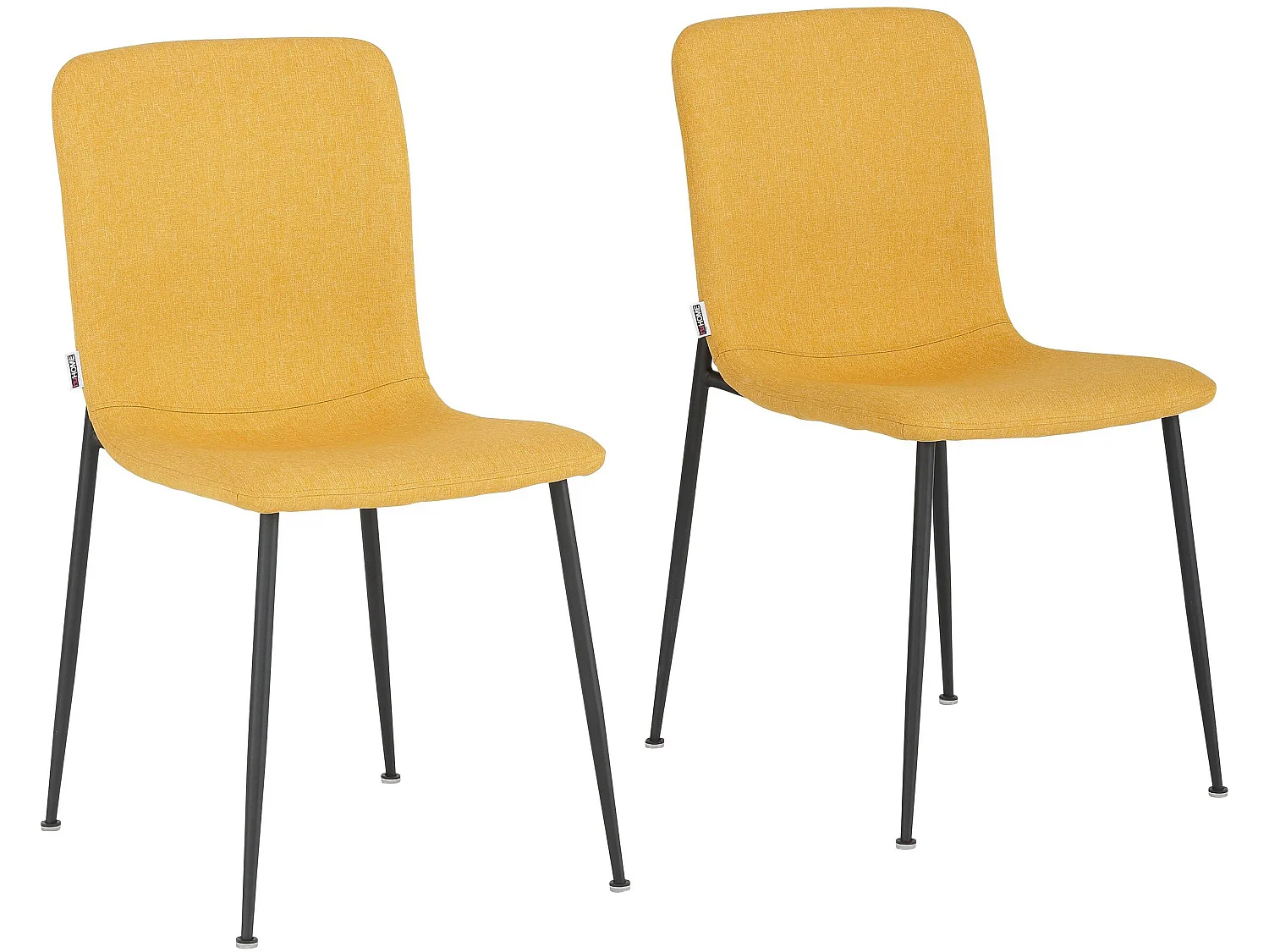Faye | Lot de 2 chaises de salle à manger rembourrées en tissu moutarde