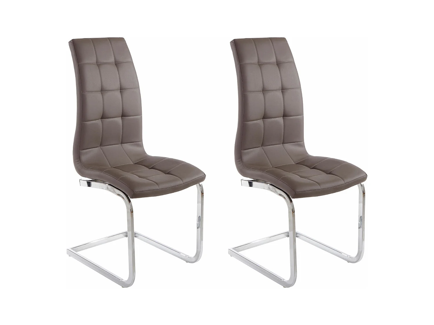 Lola | Lot de 2 chaises de salle à manger rembourrées en PU cappuccino