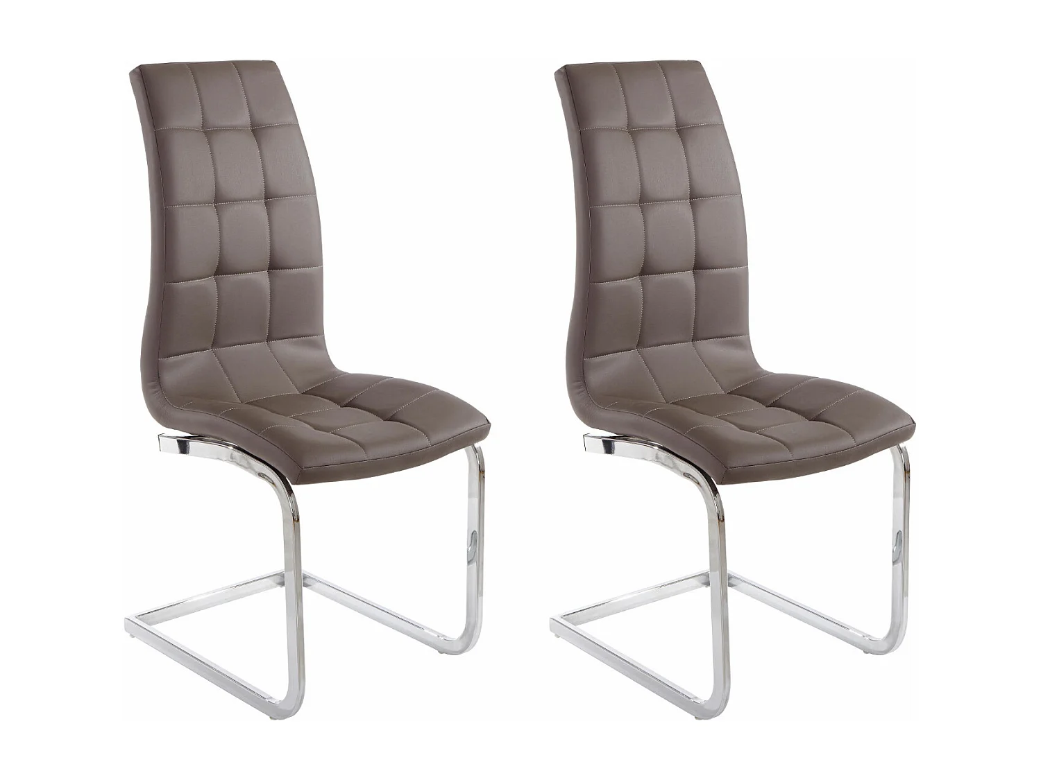 Lola | Lot de 2 chaises de salle à manger rembourrées en PU cappuccino